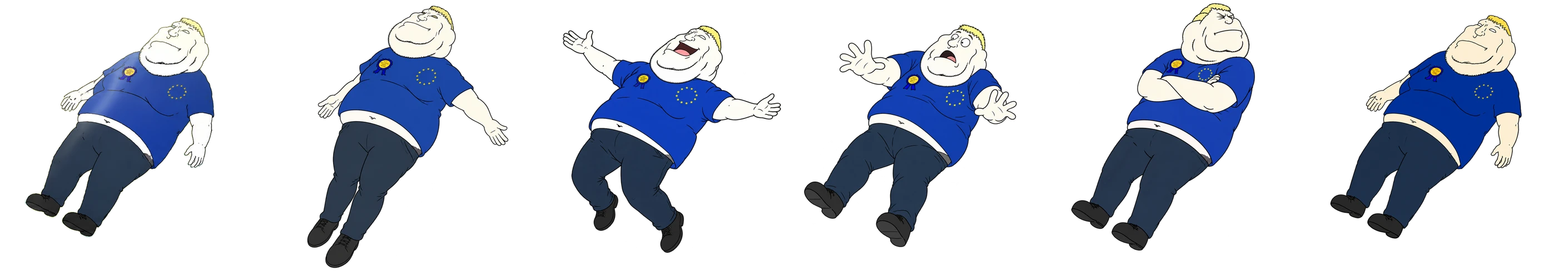 a heavy man floating upward with his eyes shut